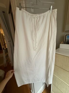 GAP Off-White Linen Blend Midi Skirt, Sz. L Petite